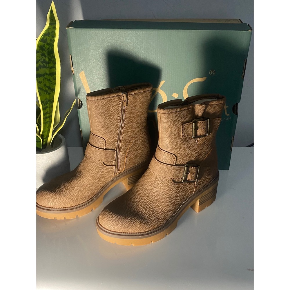 BOC Monika Taupe Nubuck PU Moto‎ Ankle Boots BC0024755 Womens 7M Euro 38 - Picture 3 of 4